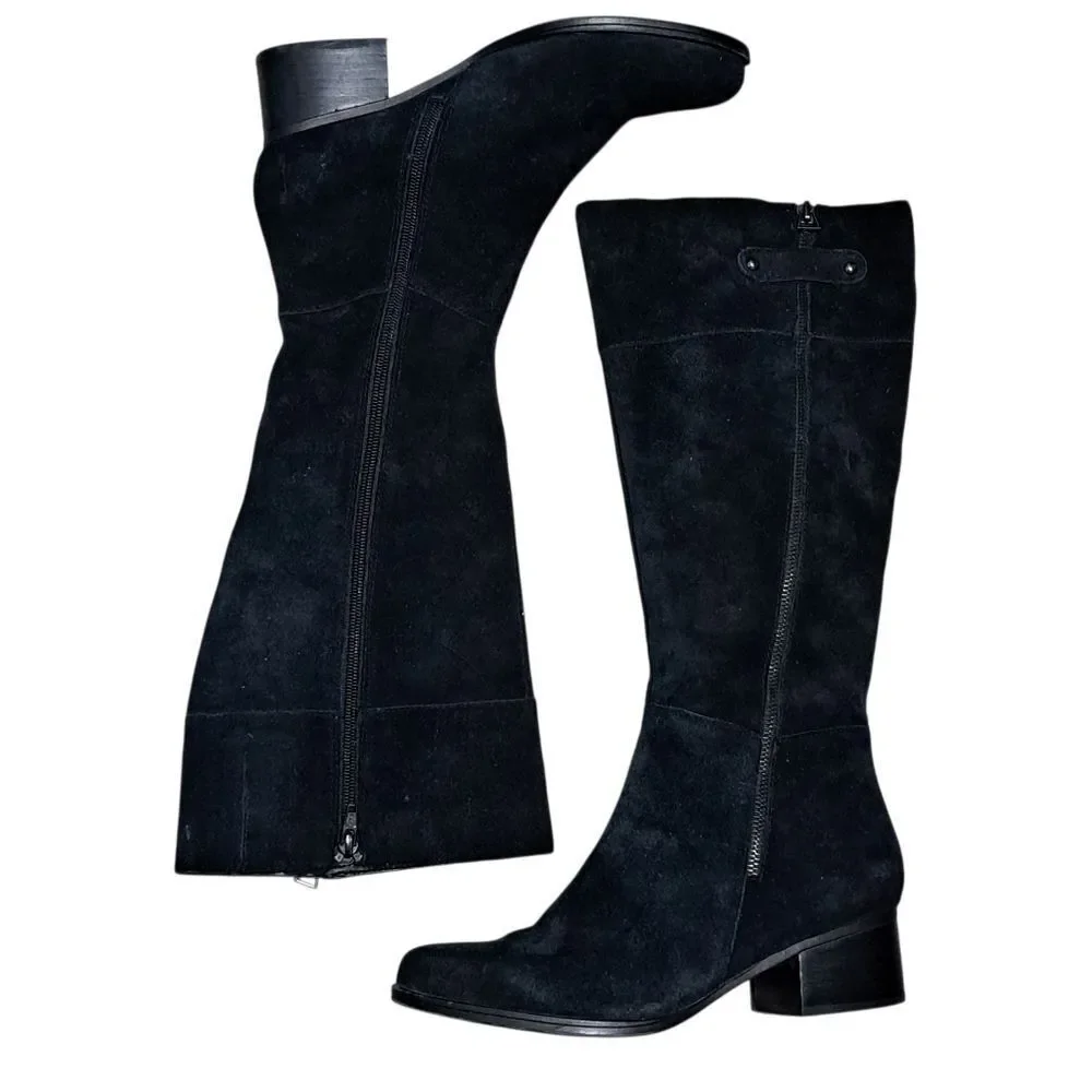 Naturalizer Demi Wide Width Leather Suede Boot Goth Missing Insert S 8.5WW Black
